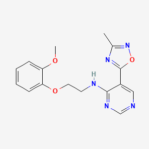 N-(2-(2-methoxyphenoxy)ethyl)-5-(3-methyl-1,2,4-oxadiazol-5-yl)pyrimidin-4-amine