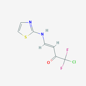 molecular formula C7H5ClF2N2OS B2774331 (E)-1-chloro-1,1-difluoro-4-(1,3-thiazol-2-ylamino)-3-buten-2-one CAS No. 672950-34-4