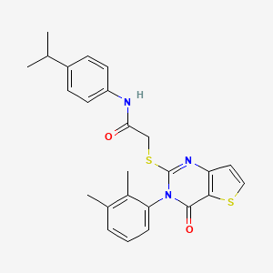 molecular formula C25H25N3O2S2 B2774337 2-{[3-(2,3-dimethylphenyl)-4-oxo-3,4-dihydrothieno[3,2-d]pyrimidin-2-yl]sulfanyl}-N-[4-(propan-2-yl)phenyl]acetamide CAS No. 1291843-51-0