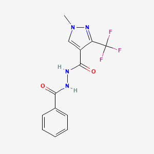 molecular formula C13H11F3N4O2 B2774349 N'-benzoyl-1-methyl-3-(trifluoromethyl)-1H-pyrazole-4-carbohydrazide CAS No. 477762-31-5
