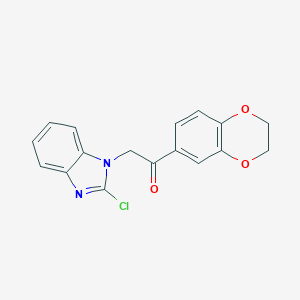 molecular formula C17H13ClN2O3 B277435 2-(2-chloro-1H-benzimidazol-1-yl)-1-(2,3-dihydro-1,4-benzodioxin-6-yl)ethanone 
