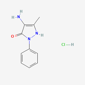 molecular formula C10H12ClN3O B2774358 4-amino-5-methyl-2-phenyl-2,3-dihydro-1H-pyrazol-3-one hydrochloride CAS No. 1461706-63-7