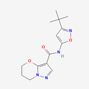 molecular formula C14H18N4O3 B2774362 N-(3-(tert-butyl)isoxazol-5-yl)-6,7-dihydro-5H-pyrazolo[5,1-b][1,3]oxazine-3-carboxamide CAS No. 1428353-11-0