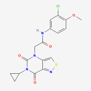 molecular formula C17H15ClN4O4S B2774366 N-(3-chloro-4-methoxyphenyl)-2-{6-cyclopropyl-5,7-dioxo-4H,5H,6H,7H-[1,2]thiazolo[4,3-d]pyrimidin-4-yl}acetamide CAS No. 1251576-98-3