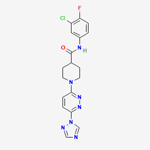 molecular formula C18H17ClFN7O B2774367 1-(6-(1H-1,2,4-三唑-1-基)吡啶嗪-3-基)-N-(3-氯-4-氟苯基)哌啶-4-甲酰胺 CAS No. 1797349-59-7