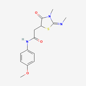 molecular formula C14H17N3O3S B2774368 N-(4-甲氧基苯基)-2-(3-甲基-2-甲基亚胺-4-氧代-1,3-噻唑烷-5-基)乙酰胺 CAS No. 325697-74-3