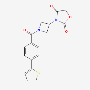 molecular formula C17H14N2O4S B2774371 3-(1-(4-(噻吩-2-基)苯甲酰)氮杂丁烷-3-基)噁唑烷-2,4-二酮 CAS No. 2034382-59-5
