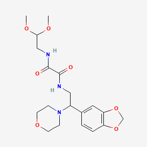 molecular formula C19H27N3O7 B2774379 N1-(2-(benzo[d][1,3]dioxol-5-yl)-2-morpholinoethyl)-N2-(2,2-dimethoxyethyl)oxalamide CAS No. 896351-80-7