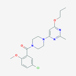 molecular formula C20H25ClN4O3 B2774383 (5-Chloro-2-methoxyphenyl)(4-(2-methyl-6-propoxypyrimidin-4-yl)piperazin-1-yl)methanone CAS No. 946248-60-8