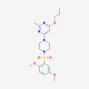 molecular formula C20H28N4O5S B2774384 4-(4-((2,5-Dimethoxyphenyl)sulfonyl)piperazin-1-yl)-2-methyl-6-propoxypyrimidine CAS No. 946271-82-5