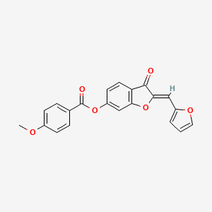 molecular formula C21H14O6 B2774388 (Z)-2-(furan-2-ylmethylene)-3-oxo-2,3-dihydrobenzofuran-6-yl 4-methoxybenzoate CAS No. 622364-22-1