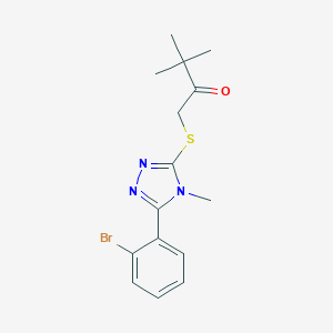 molecular formula C15H18BrN3OS B277439 1-{[5-(2-bromophenyl)-4-methyl-4H-1,2,4-triazol-3-yl]sulfanyl}-3,3-dimethyl-2-butanone 