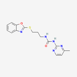 molecular formula C16H17N5O2S B2774390 1-(3-(Benzo[d]oxazol-2-ylthio)propyl)-3-(4-methylpyrimidin-2-yl)urea CAS No. 900009-20-3
