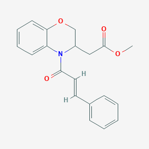 molecular formula C20H19NO4 B2774400 methyl 2-{4-[(E)-3-phenyl-2-propenoyl]-3,4-dihydro-2H-1,4-benzoxazin-3-yl}acetate CAS No. 861209-30-5
