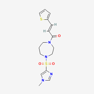 molecular formula C16H20N4O3S2 B2774403 (E)-1-(4-((1-methyl-1H-imidazol-4-yl)sulfonyl)-1,4-diazepan-1-yl)-3-(thiophen-2-yl)prop-2-en-1-one CAS No. 1904619-58-4