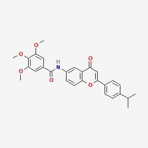 molecular formula C28H27NO6 B2774409 3,4,5-trimethoxy-N-{4-oxo-2-[4-(propan-2-yl)phenyl]-4H-chromen-6-yl}benzamide CAS No. 923244-11-5