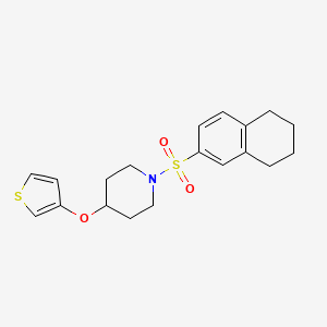 molecular formula C19H23NO3S2 B2774410 1-((5,6,7,8-Tetrahydronaphthalen-2-yl)sulfonyl)-4-(thiophen-3-yloxy)piperidine CAS No. 2034365-27-8