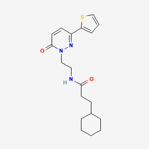 molecular formula C19H25N3O2S B2774411 3-cyclohexyl-N-(2-(6-oxo-3-(thiophen-2-yl)pyridazin-1(6H)-yl)ethyl)propanamide CAS No. 946345-07-9