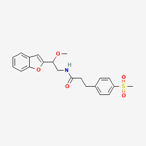 molecular formula C21H23NO5S B2774426 N-(2-(benzofuran-2-yl)-2-methoxyethyl)-3-(4-(methylsulfonyl)phenyl)propanamide CAS No. 2034556-30-2