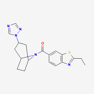 molecular formula C19H21N5OS B2774436 ((1R,5S)-3-(1H-1,2,4-triazol-1-yl)-8-azabicyclo[3.2.1]octan-8-yl)(2-ethylbenzo[d]thiazol-6-yl)methanone CAS No. 2320687-81-6