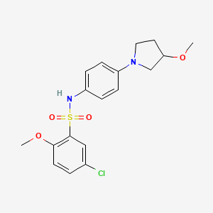 molecular formula C18H21ClN2O4S B2774443 5-chloro-2-methoxy-N-(4-(3-methoxypyrrolidin-1-yl)phenyl)benzenesulfonamide CAS No. 1797700-70-9