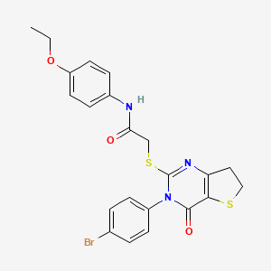 molecular formula C22H20BrN3O3S2 B2774447 2-((3-(4-bromophenyl)-4-oxo-3,4,6,7-tetrahydrothieno[3,2-d]pyrimidin-2-yl)thio)-N-(4-ethoxyphenyl)acetamide CAS No. 362501-36-8