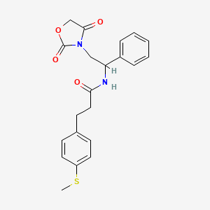 molecular formula C21H22N2O4S B2774449 N-(2-(2,4-二氧杂环丁二烯-3-基)-1-苯乙基)-3-(4-(甲硫基)苯基)丙酰胺 CAS No. 2034251-48-2