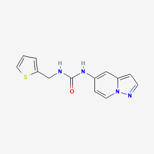 molecular formula C13H12N4OS B2774454 1-(Pyrazolo[1,5-a]pyridin-5-yl)-3-(thiophen-2-ylmethyl)urea CAS No. 2034487-30-2