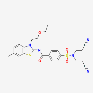 4-[bis(2-cyanoethyl)sulfamoyl]-N-[3-(2-ethoxyethyl)-6-methyl-1,3-benzothiazol-2-ylidene]benzamide