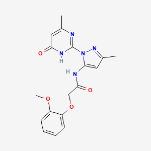 2-(2-methoxyphenoxy)-N-(3-methyl-1-(4-methyl-6-oxo-1,6-dihydropyrimidin-2-yl)-1H-pyrazol-5-yl)acetamide