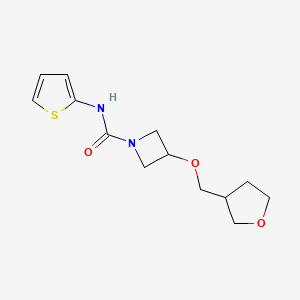molecular formula C13H18N2O3S B2774465 3-(Oxolan-3-ylmethoxy)-N-thiophen-2-ylazetidine-1-carboxamide CAS No. 2320213-07-6