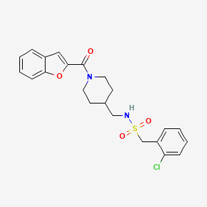 molecular formula C22H23ClN2O4S B2774466 N-((1-(苯并呋喃-2-基甲氧基)哌啶-4-基)甲基)-1-(2-氯苯基)甲磺酰胺 CAS No. 1234850-82-8