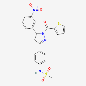 N-[4-[3-(3-nitrophenyl)-2-(thiophene-2-carbonyl)-3,4-dihydropyrazol-5-yl]phenyl]methanesulfonamide