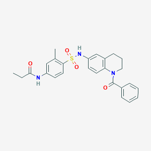 molecular formula C26H27N3O4S B2774491 N-(4-(N-(1-benzoyl-1,2,3,4-tetrahydroquinolin-6-yl)sulfamoyl)-3-methylphenyl)propionamide CAS No. 941986-52-3
