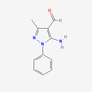molecular formula C11H11N3O B2774492 1H-Pyrazole-4-carboxaldehyde, 5-amino-3-methyl-1-phenyl- CAS No. 52217-35-3