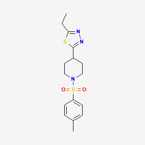 molecular formula C16H21N3O2S2 B2774493 2-Ethyl-5-(1-tosylpiperidin-4-yl)-1,3,4-thiadiazole CAS No. 1171904-83-8