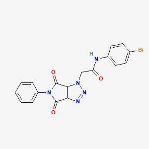 molecular formula C18H14BrN5O3 B2774497 N-(4-bromophenyl)-2-(4,6-dioxo-5-phenyl-4,5,6,6a-tetrahydropyrrolo[3,4-d][1,2,3]triazol-1(3aH)-yl)acetamide CAS No. 1024304-00-4