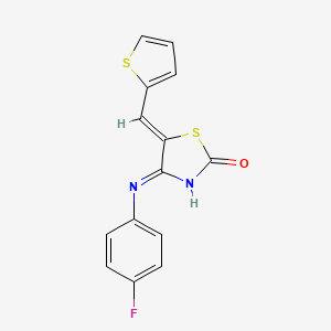 (4Z,5Z)-4-((4-fluorophenyl)imino)-5-(thiophen-2-ylmethylene)thiazolidin-2-one