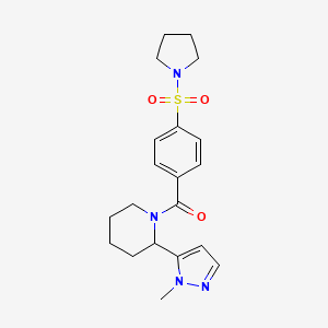 [2-(2-Methylpyrazol-3-yl)piperidin-1-yl]-(4-pyrrolidin-1-ylsulfonylphenyl)methanone