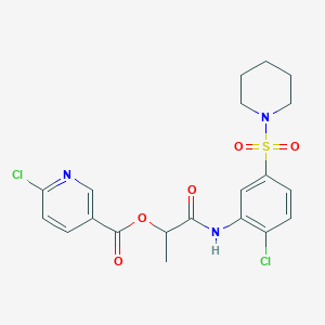 [1-(2-Chloro-5-piperidin-1-ylsulfonylanilino)-1-oxopropan-2-yl] 6-chloropyridine-3-carboxylate