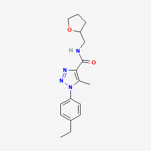 molecular formula C17H22N4O2 B2774534 1-(4-ethylphenyl)-5-methyl-N-(tetrahydrofuran-2-ylmethyl)-1H-1,2,3-triazole-4-carboxamide CAS No. 924841-75-8