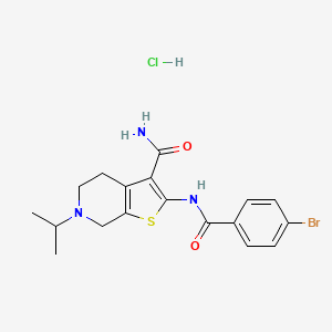 molecular formula C18H21BrClN3O2S B2774538 2-(4-溴苯甲酰胺基)-6-异丙基-4,5,6,7-四氢噻吩[2,3-c]吡啶-3-甲酸酯盐酸盐 CAS No. 1216879-47-8