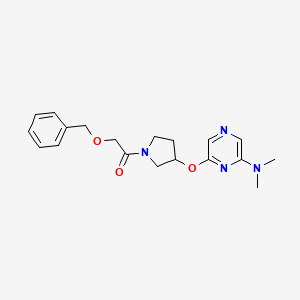 molecular formula C19H24N4O3 B2774553 2-(Benzyloxy)-1-(3-((6-(dimethylamino)pyrazin-2-yl)oxy)pyrrolidin-1-yl)ethanone CAS No. 2034402-52-1