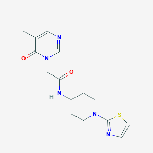 molecular formula C16H21N5O2S B2774560 2-(4,5-二甲基-6-氧代嘧啶-1(6H)-基)-N-(1-(噻唑-2-基)哌啶-4-基)乙酰胺 CAS No. 1448065-53-9