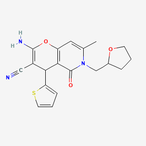 2-amino-7-methyl-5-oxo-6-((tetrahydrofuran-2-yl)methyl)-4-(thiophen-2-yl)-5,6-dihydro-4H-pyrano[3,2-c]pyridine-3-carbonitrile