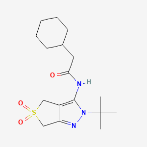 molecular formula C17H27N3O3S B2774579 N-(2-tert-butyl-5,5-dioxo-4,6-dihydrothieno[3,4-c]pyrazol-3-yl)-2-cyclohexylacetamide CAS No. 449783-54-4