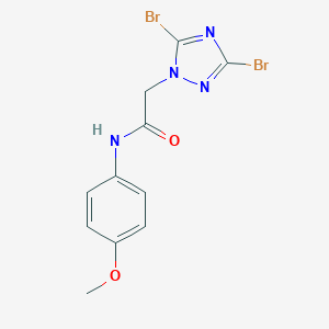molecular formula C11H10Br2N4O2 B277458 2-(3,5-dibromo-1H-1,2,4-triazol-1-yl)-N-(4-methoxyphenyl)acetamide 