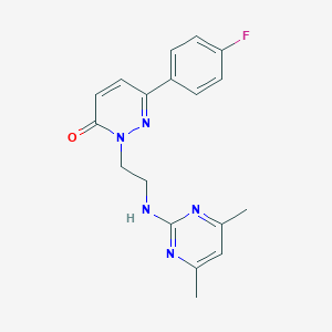 molecular formula C18H18FN5O B2774582 2-[2-[(4,6-Dimethylpyrimidin-2-yl)amino]ethyl]-6-(4-fluorophenyl)pyridazin-3-one CAS No. 2380098-39-3