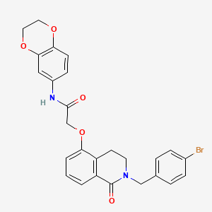 2-[[2-[(4-bromophenyl)methyl]-1-oxo-3,4-dihydroisoquinolin-5-yl]oxy]-N-(2,3-dihydro-1,4-benzodioxin-6-yl)acetamide
