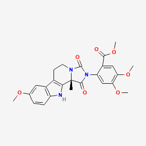 molecular formula C25H25N3O7 B2774609 methyl 4,5-dimethoxy-2-[(11bS)-8-methoxy-11b-methyl-1,3-dioxo-5,6,11,11b-tetrahydro-1H-imidazo[1',5':1,2]pyrido[3,4-b]indol-2(3H)-yl]benzoate CAS No. 956798-67-7